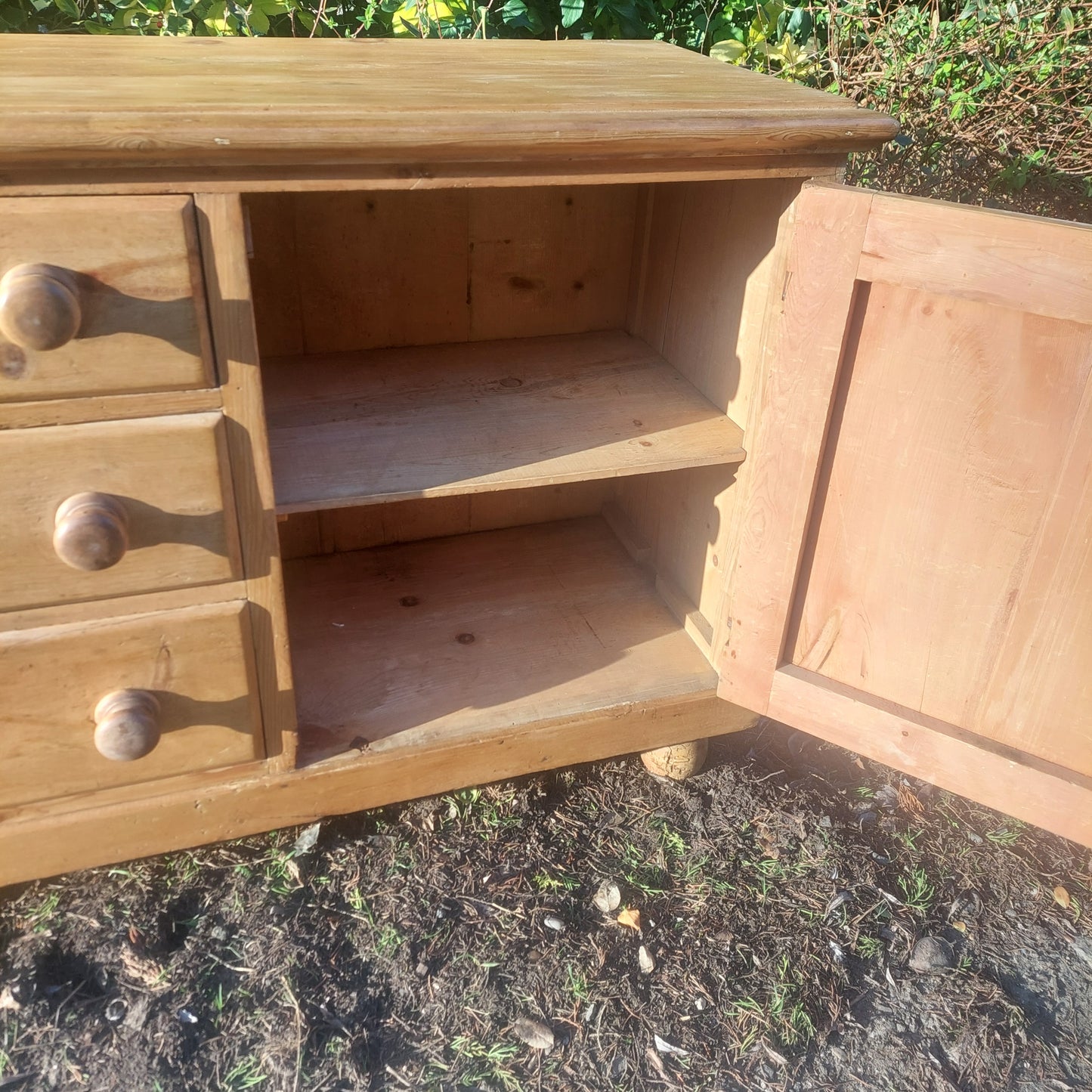 Antique English Lincolnshire Pine Sideboard Base