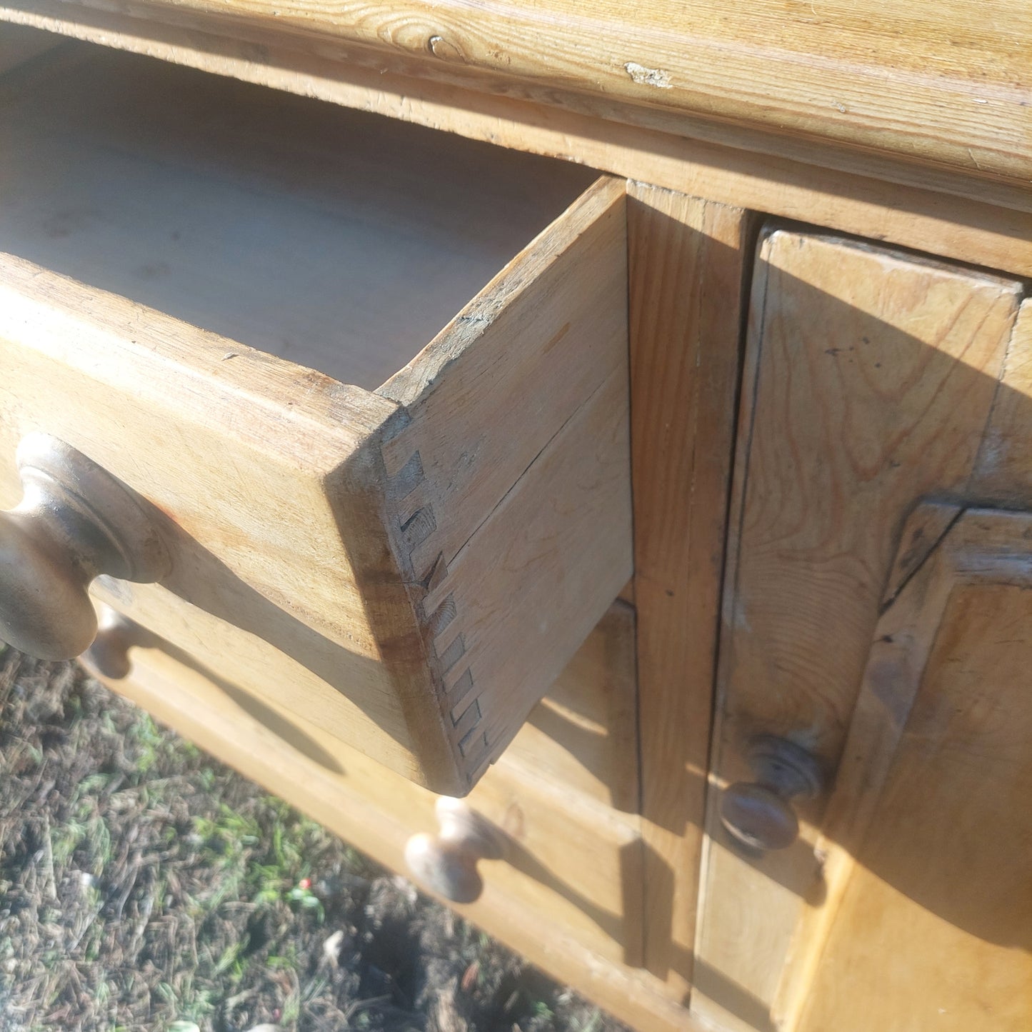 Antique English Lincolnshire Pine Sideboard Base