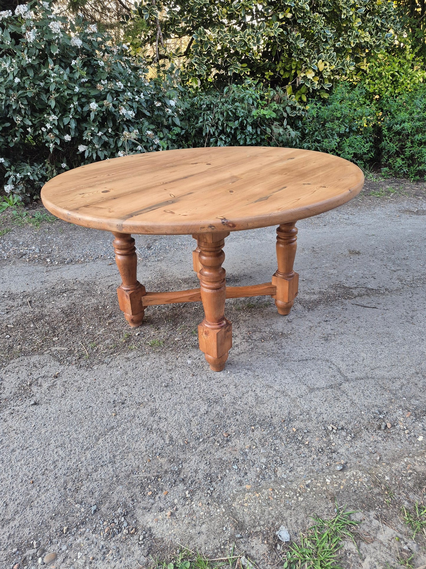 Round Pine Antique Table