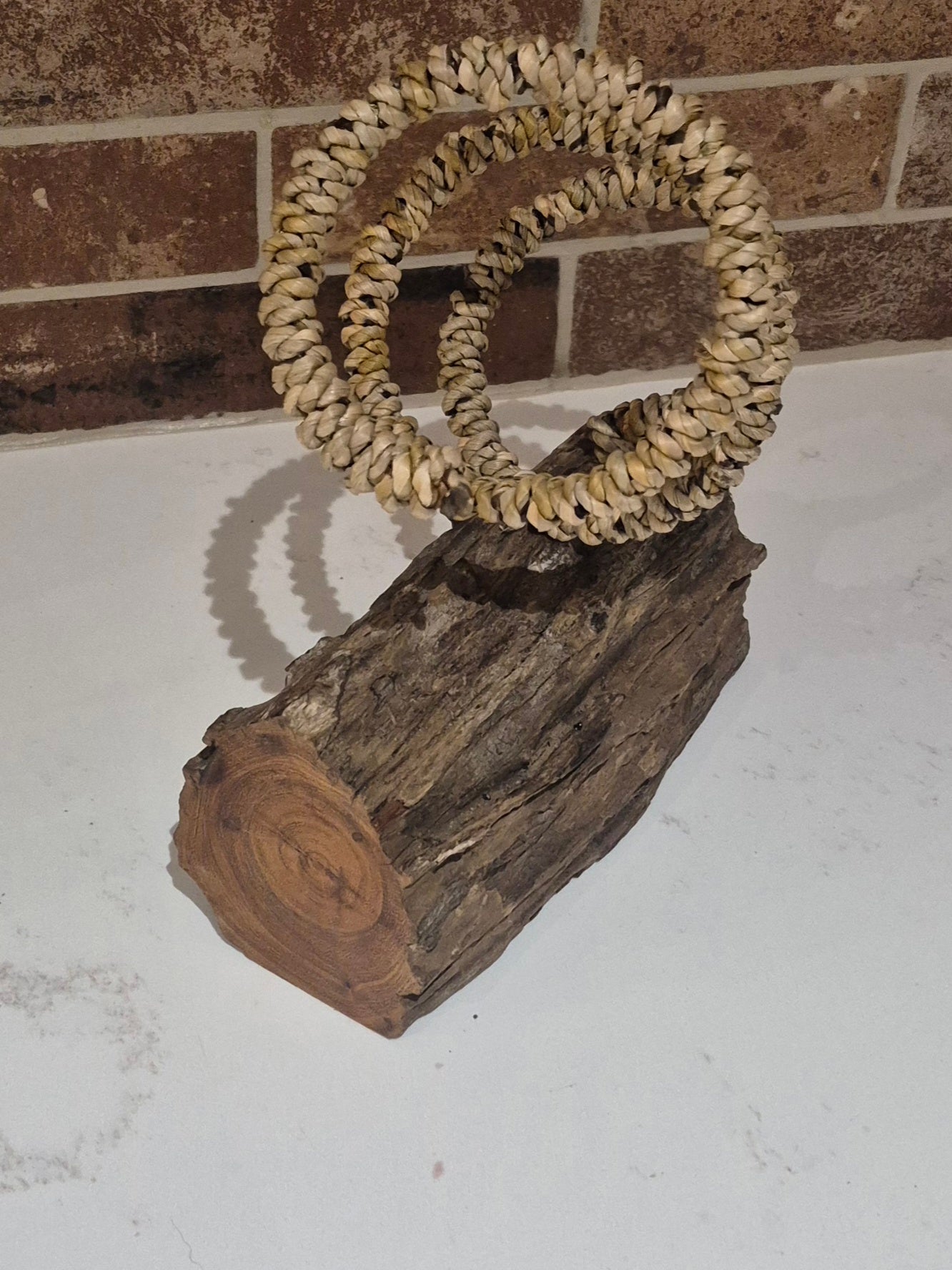 Driftwood & Rope Wine Holder Tilted