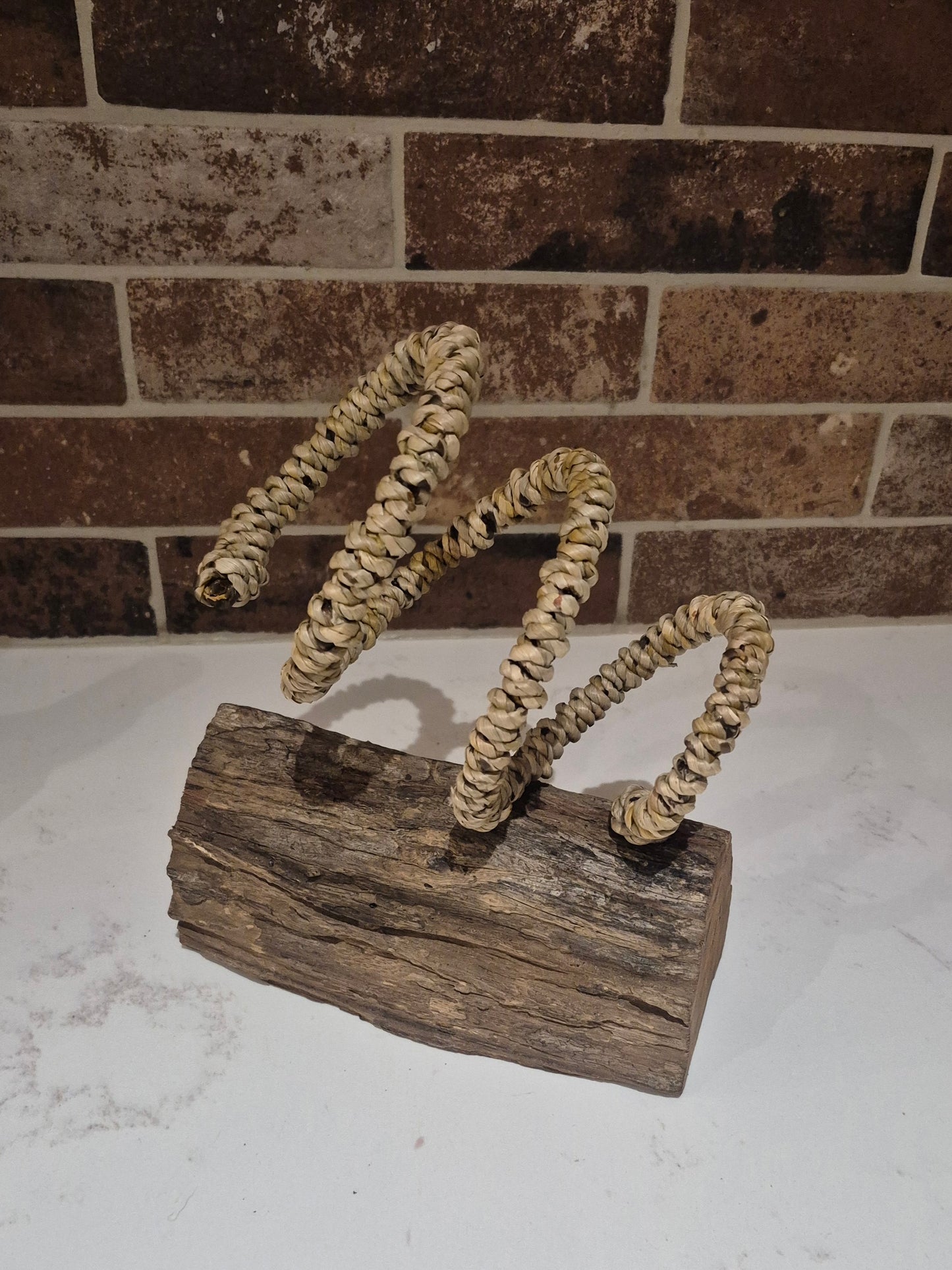 Driftwood & Rope Wine Holder Tilted