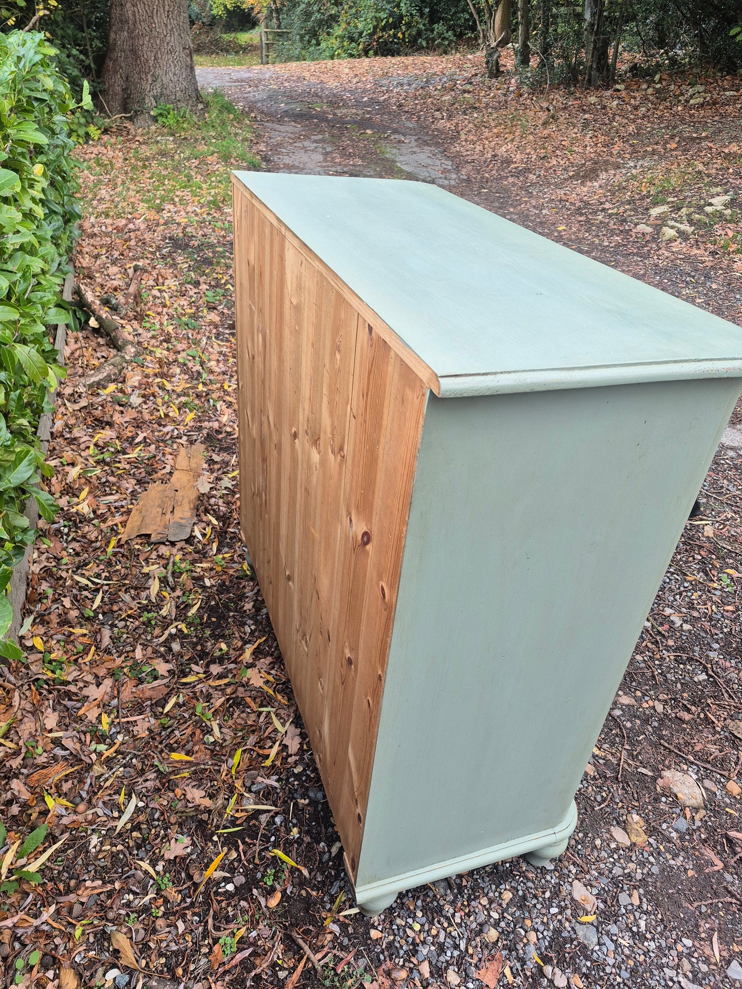 Painted Antique Chest of Drawers with Bun Feet