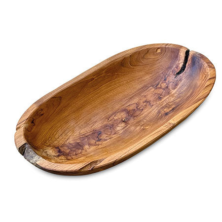 Wooden Teak Fruit Food Bowl Long