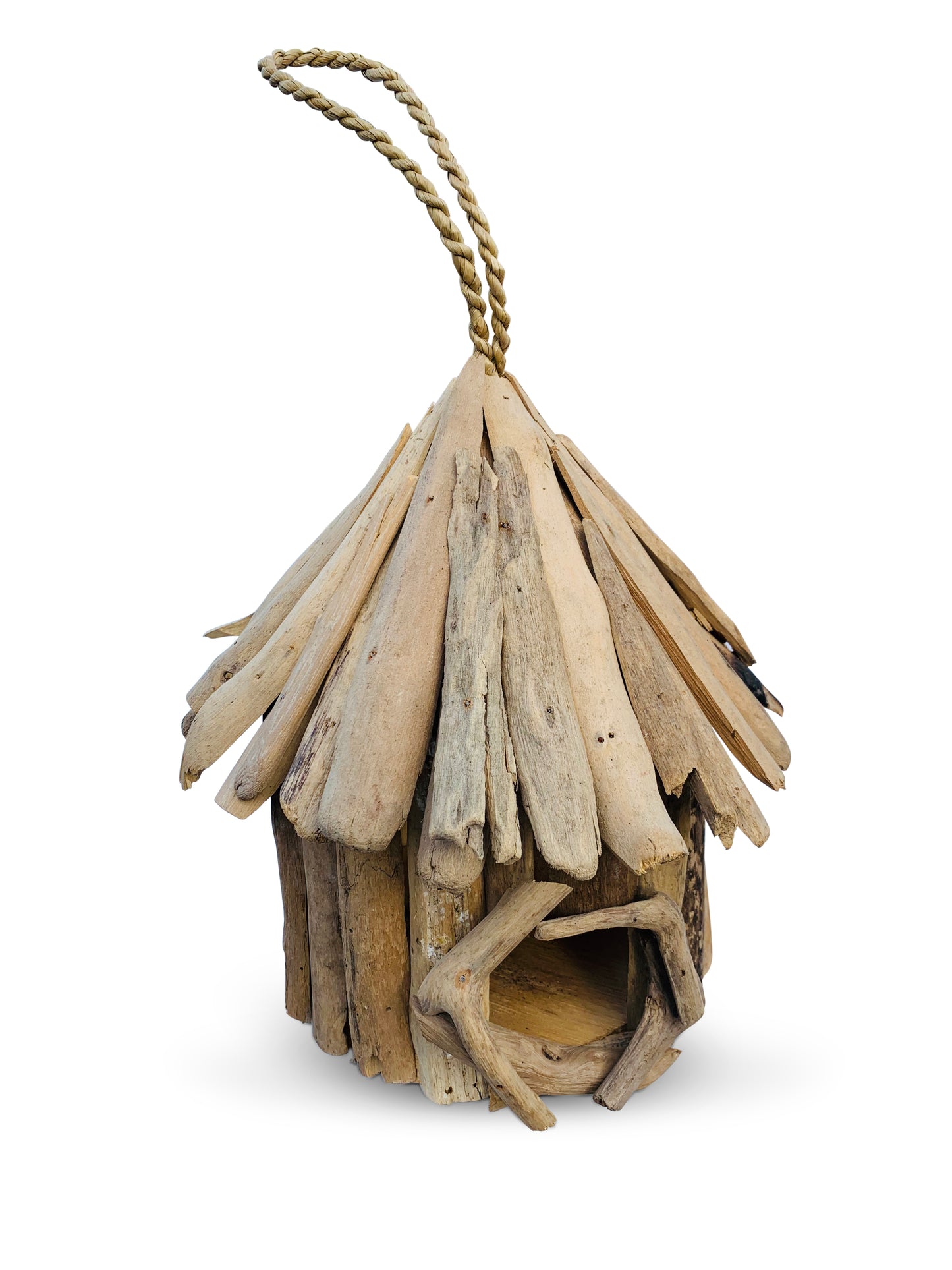 Round Driftwood Bird house, free standing or hanging