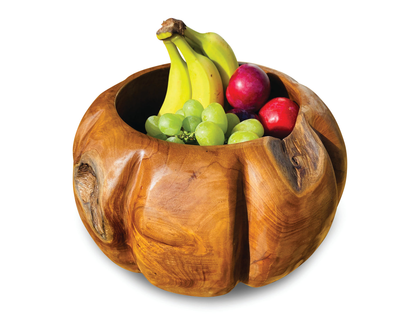 Large deep wooden fruit bowl, salad bowl