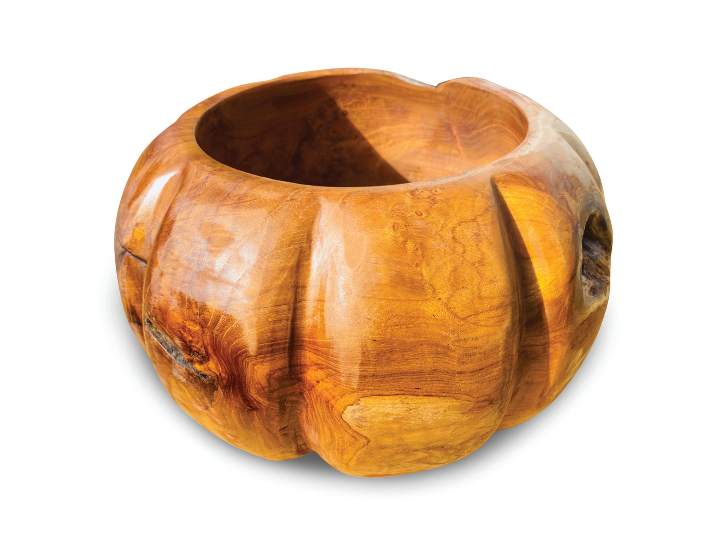 Large deep wooden fruit bowl, salad bowl