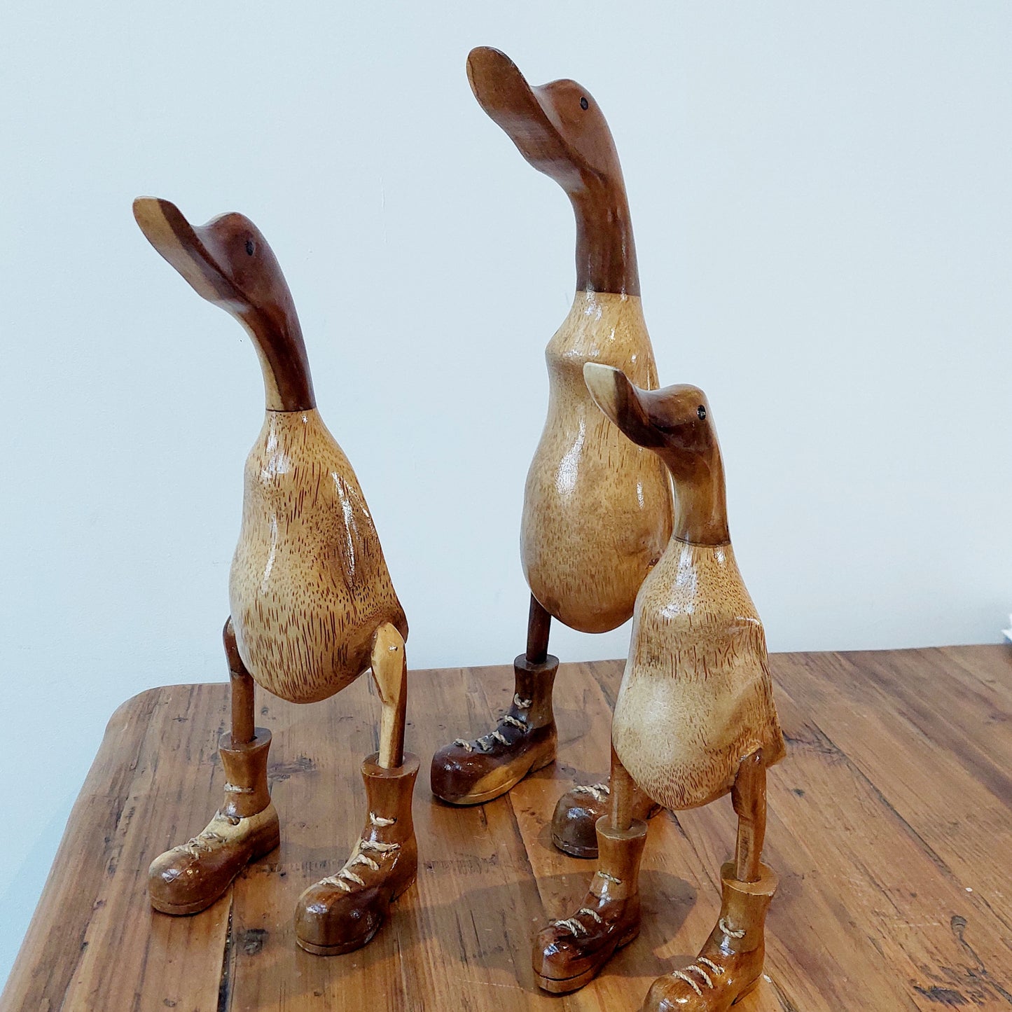 Wooden Ducks in Boots Wellies