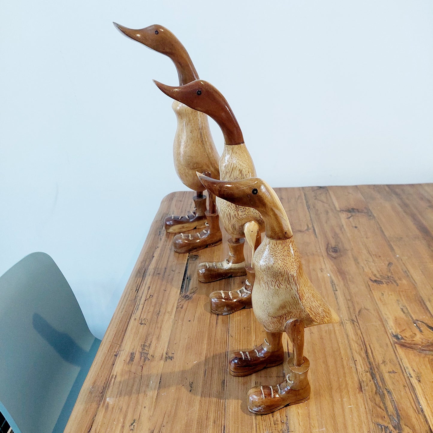 Wooden Ducks in Boots Wellies