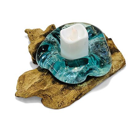 Root With Glass Tea Candle Holder, candle not included