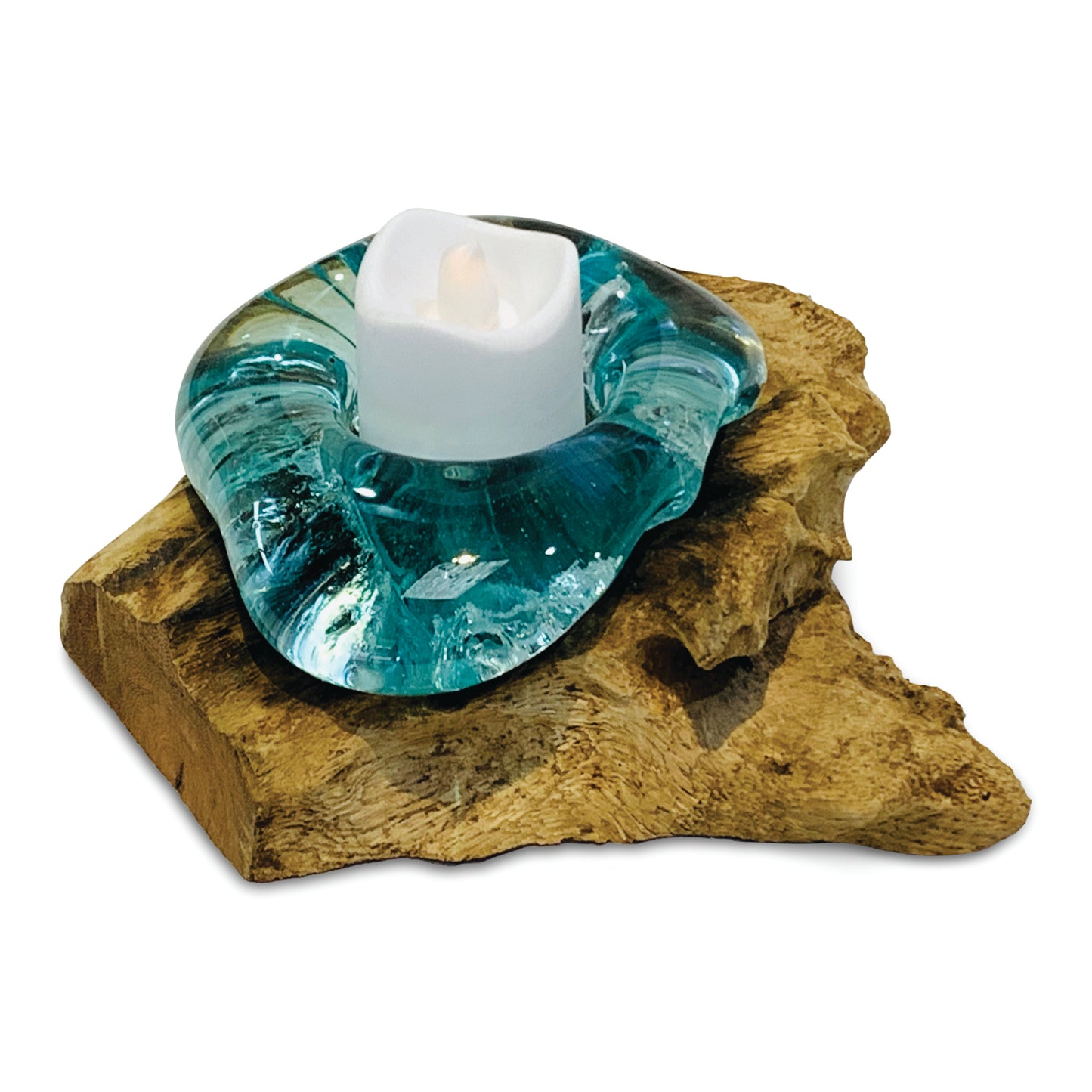 Root With Glass Tea Candle Holder, candle not included
