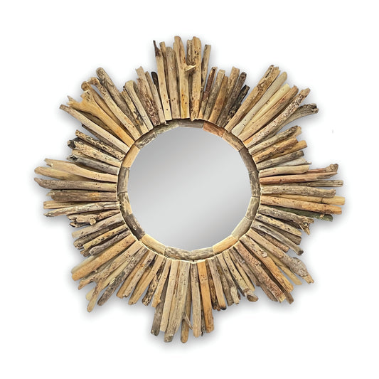 Driftwood Round Star Shaped Mirror Bathroom Hallway 60cm Diameter