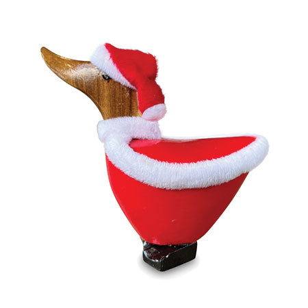 Waddling Santa Christmas Wooden Duck