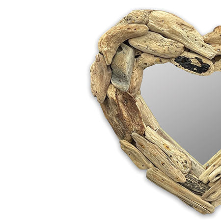 driftwood heart shaped mirror