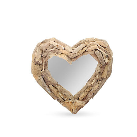 driftwood heart shaped mirror 