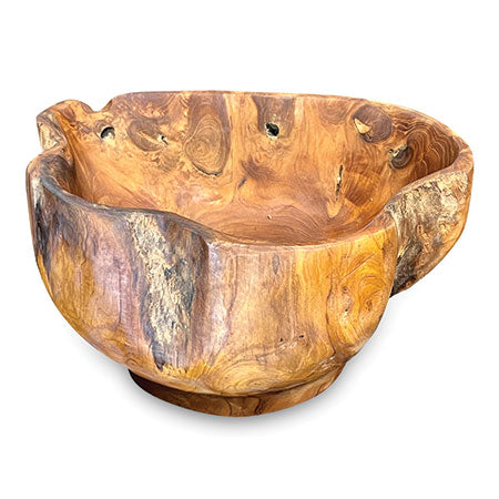 Hand made large root fruit bowl, high sided