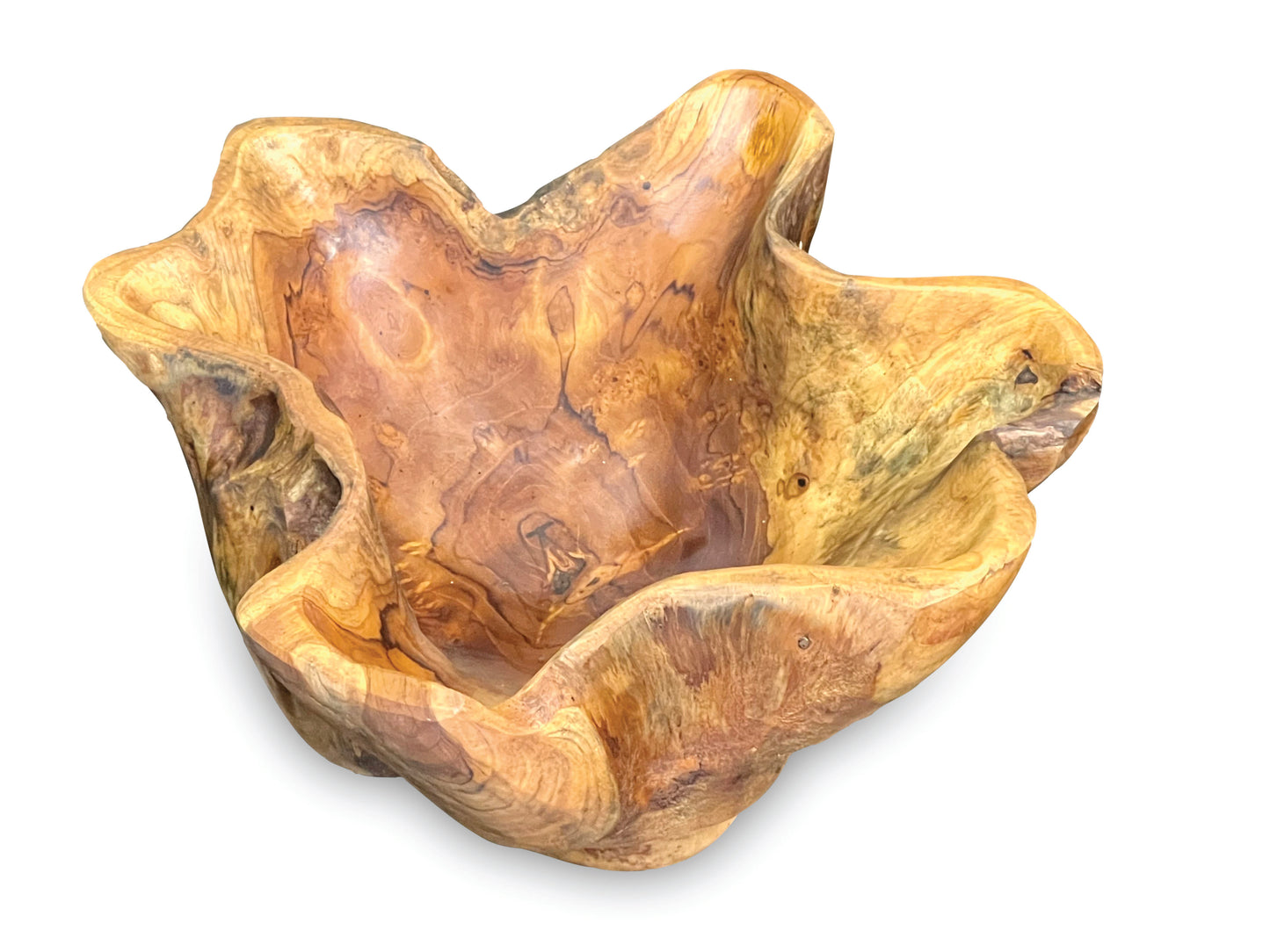 Hand made large root fruit bowl, high sided