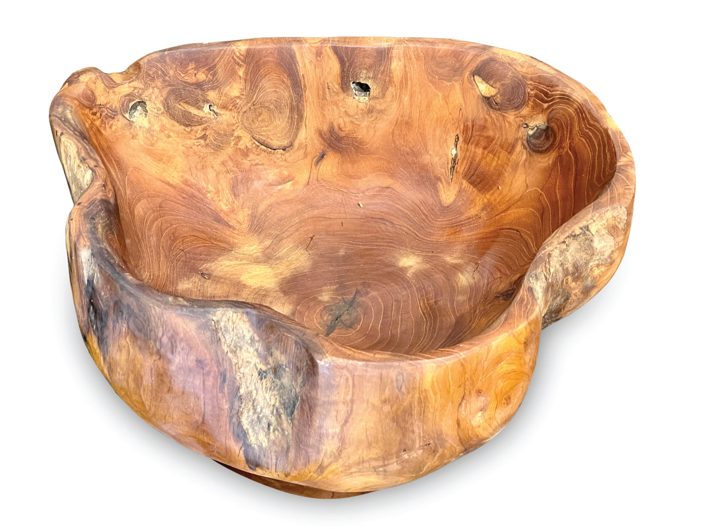 Hand made large root fruit bowl, high sided