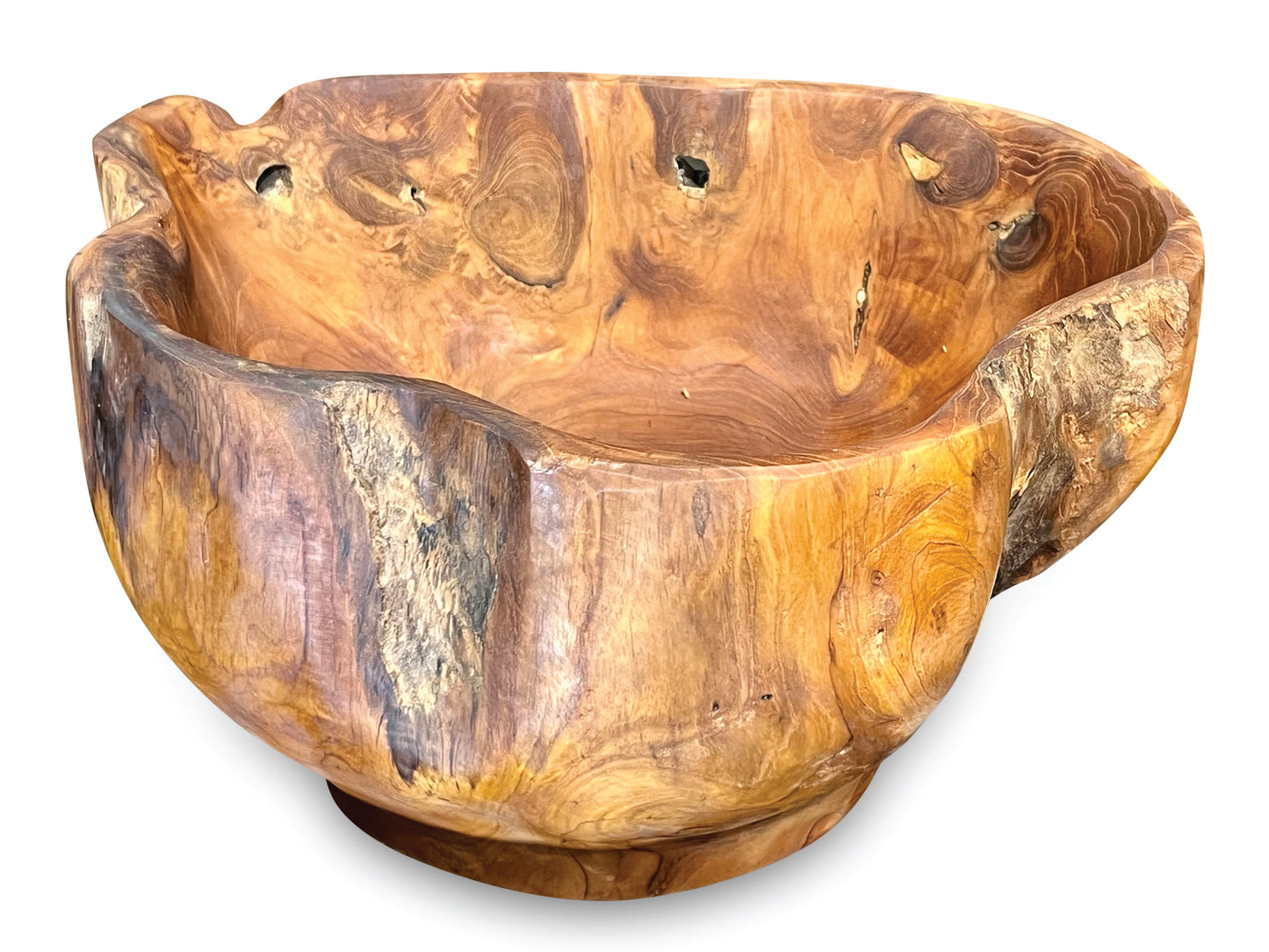 Hand made large root fruit bowl, high sided