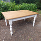 Painted Antique Farmhouse Table with Drawer