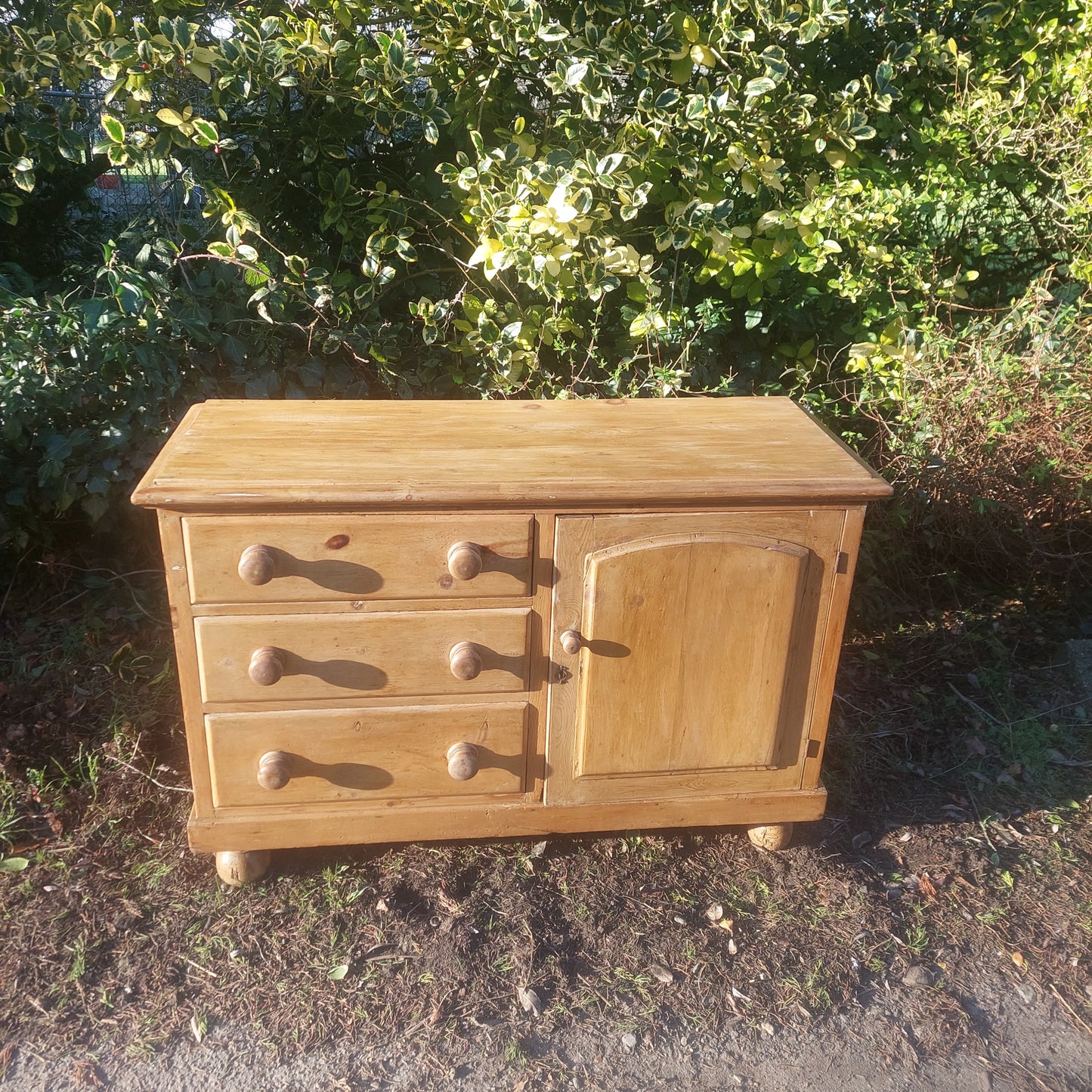 Antique English Lincolnshire Pine Sideboard Base