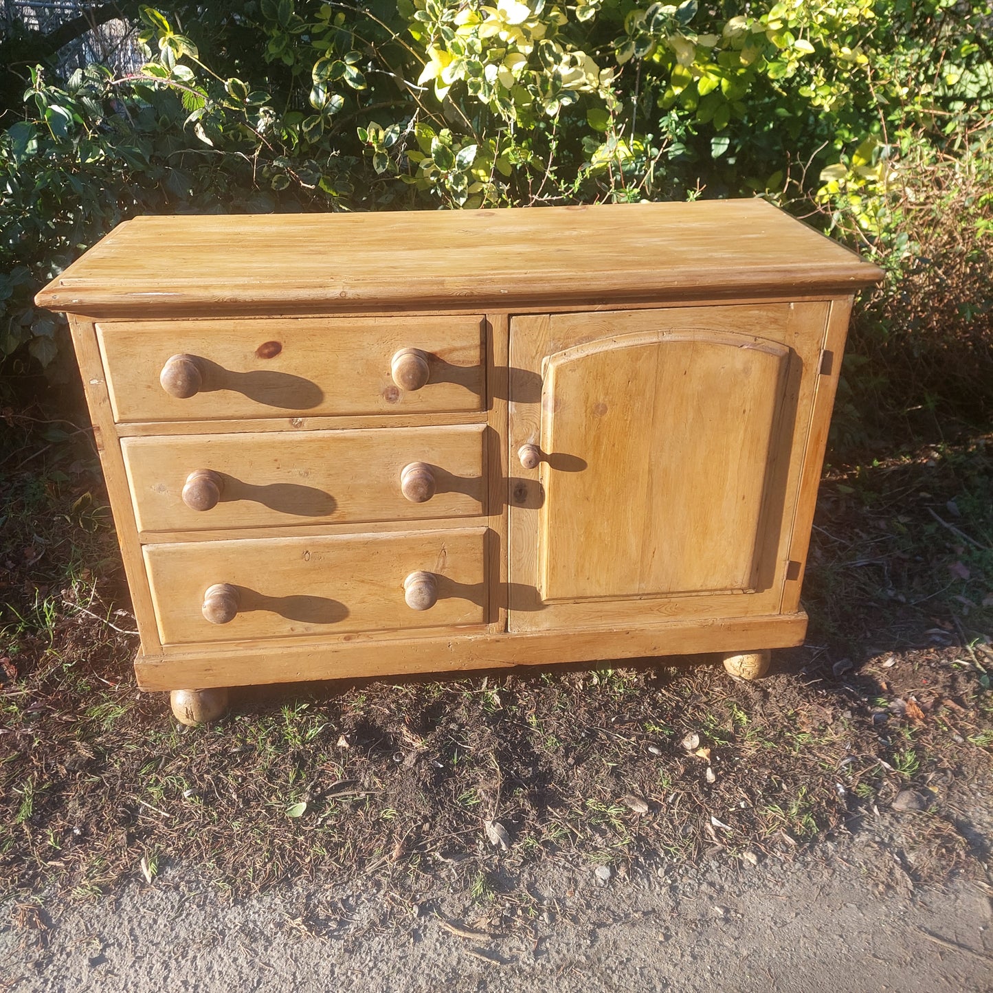 Antique English Lincolnshire Pine Sideboard Base