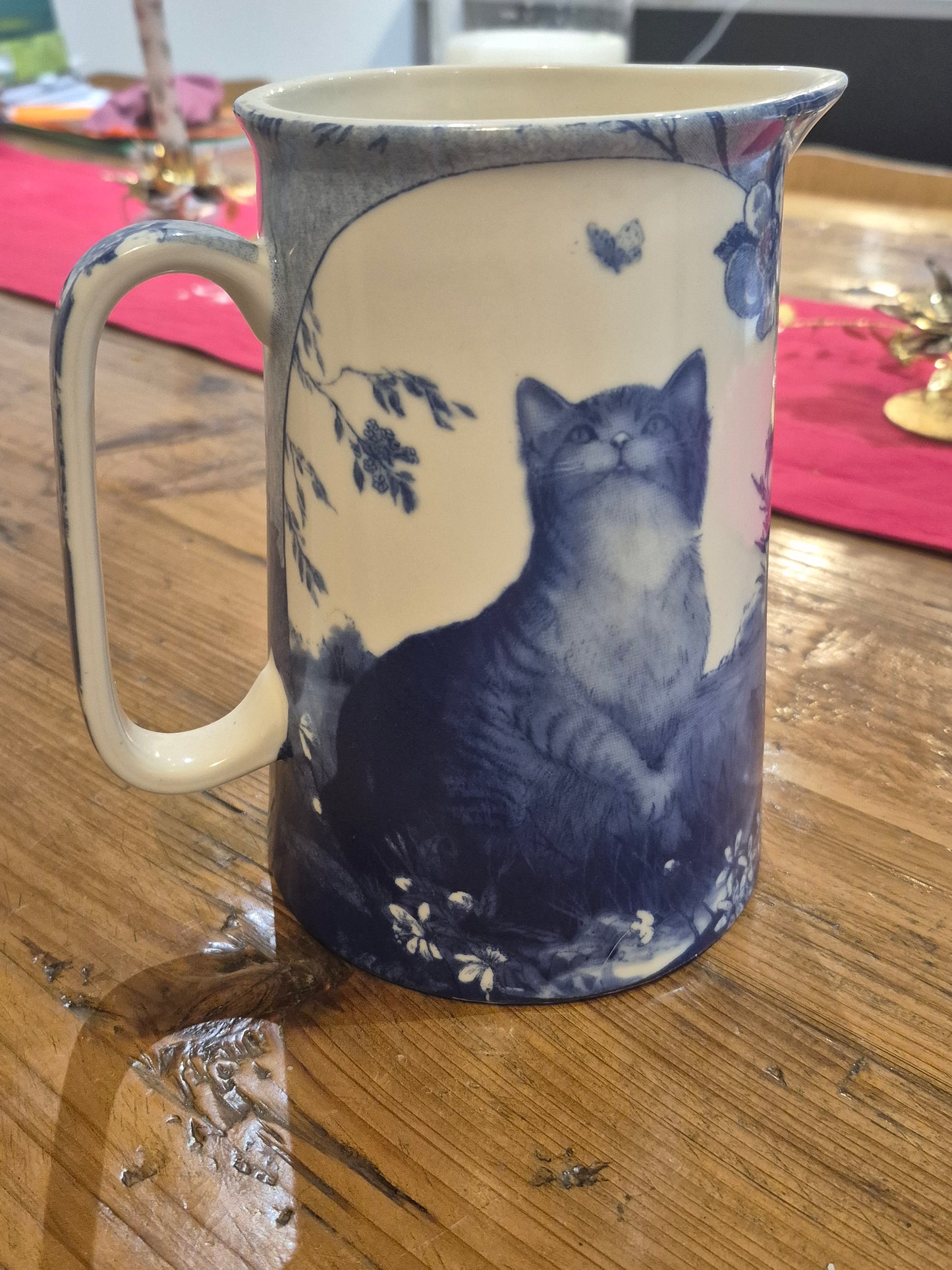 Blue Cat Jug Vase, China Jug, Flower Vase