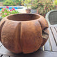 Teak Large deep pumpkin shaped wooden fruit bowl, salad bowl
