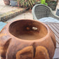 Teak Large deep pumpkin shaped wooden fruit bowl, salad bowl