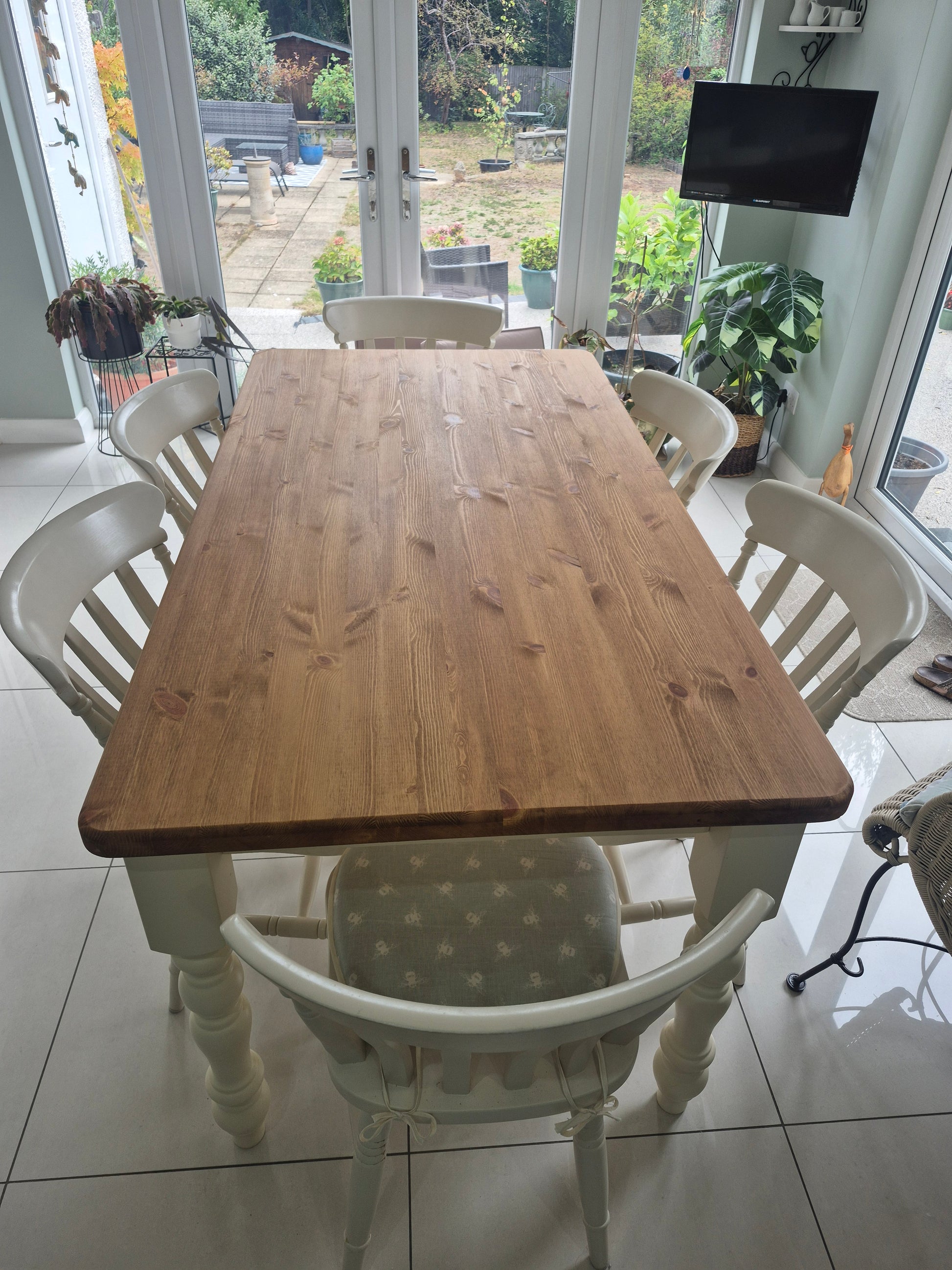 Farmhouse Dining Table with Painted Legs