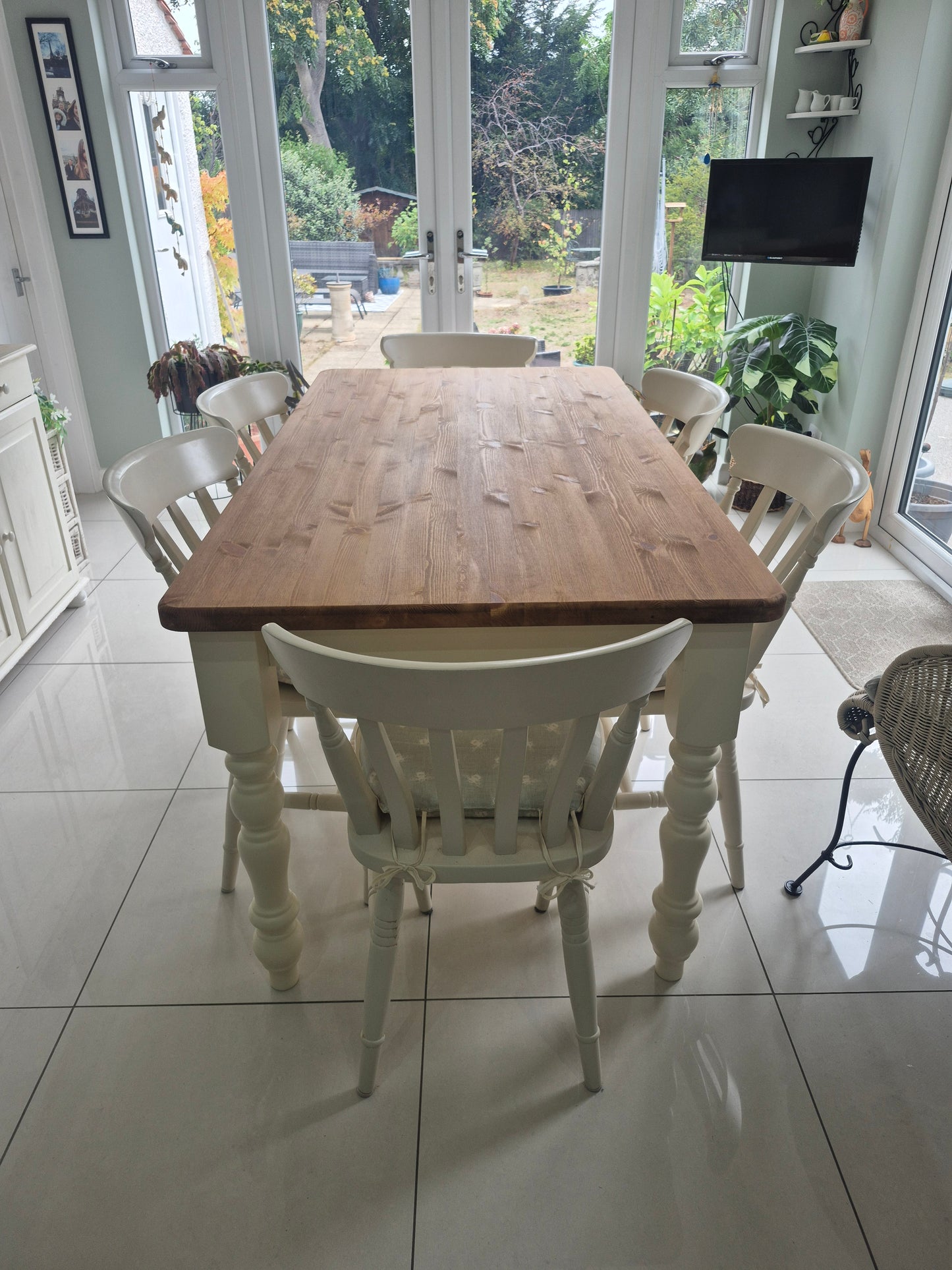 Farmhouse Dining Table with Painted Legs