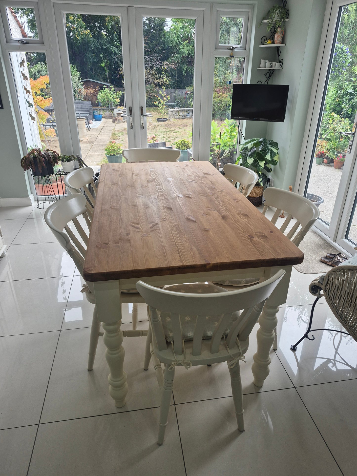 Farmhouse Dining Table with Painted Legs