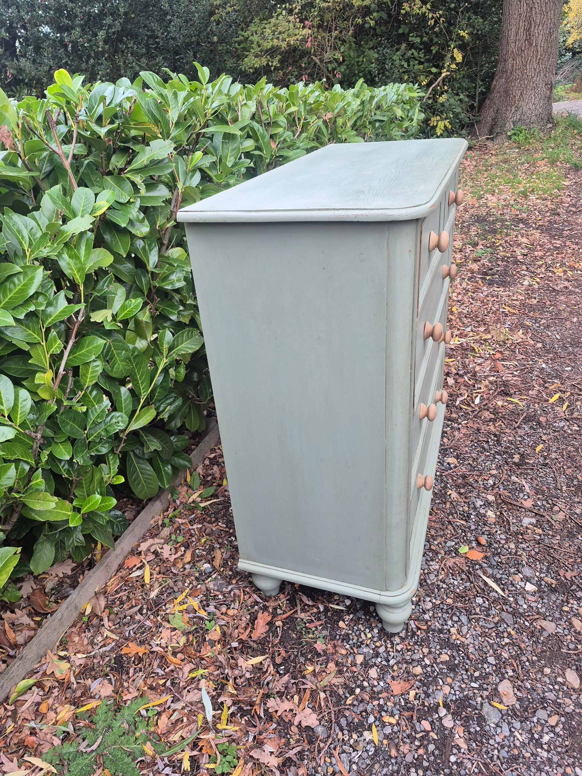 Painted Antique Chest of Drawers with Bun Feet