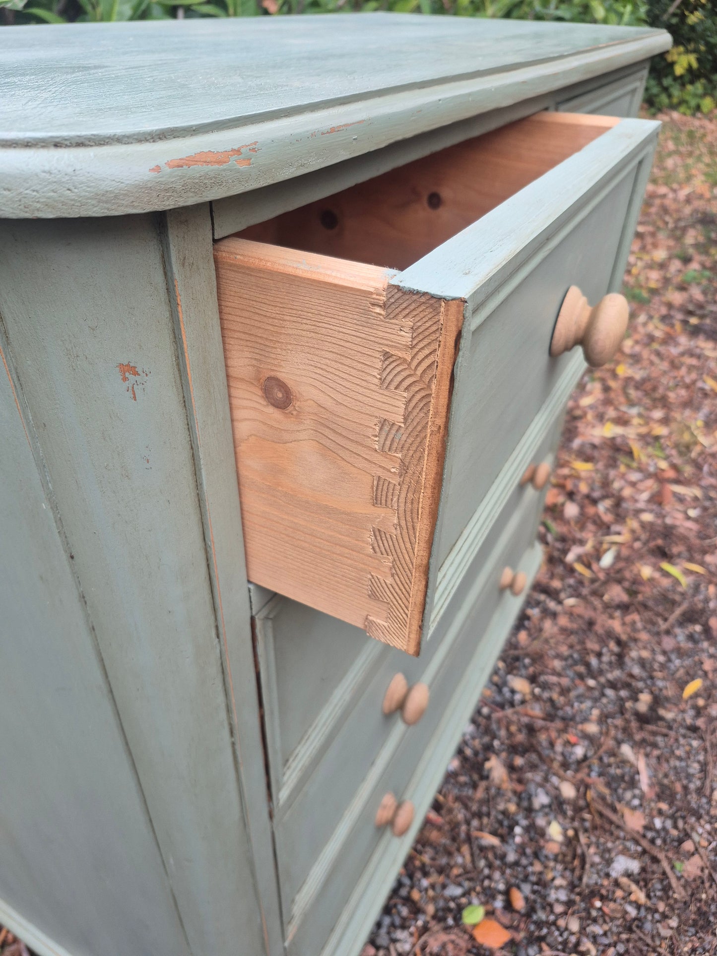 Painted Antique Chest of Drawers with Bun Feet