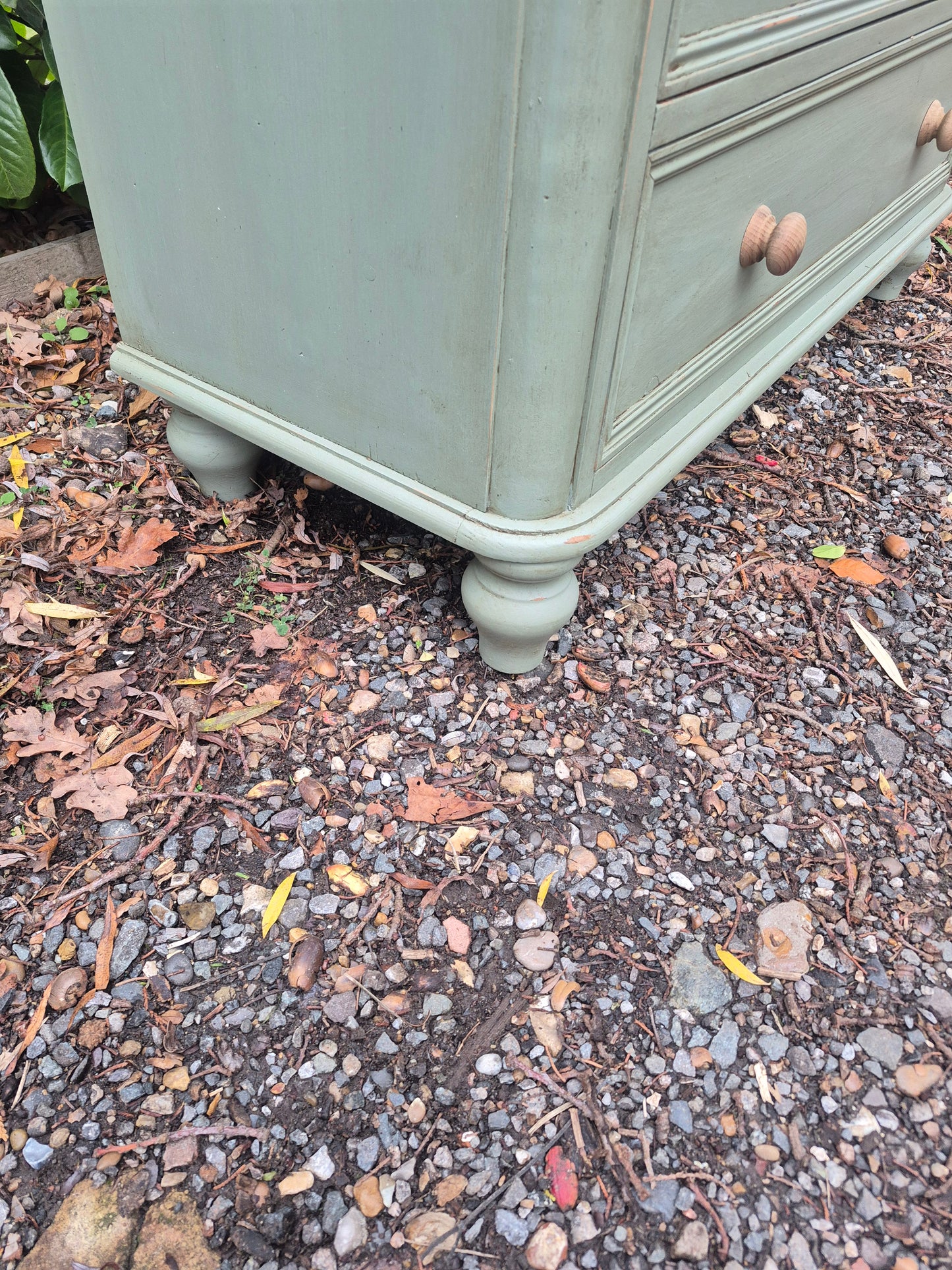 Painted Antique Chest of Drawers with Bun Feet