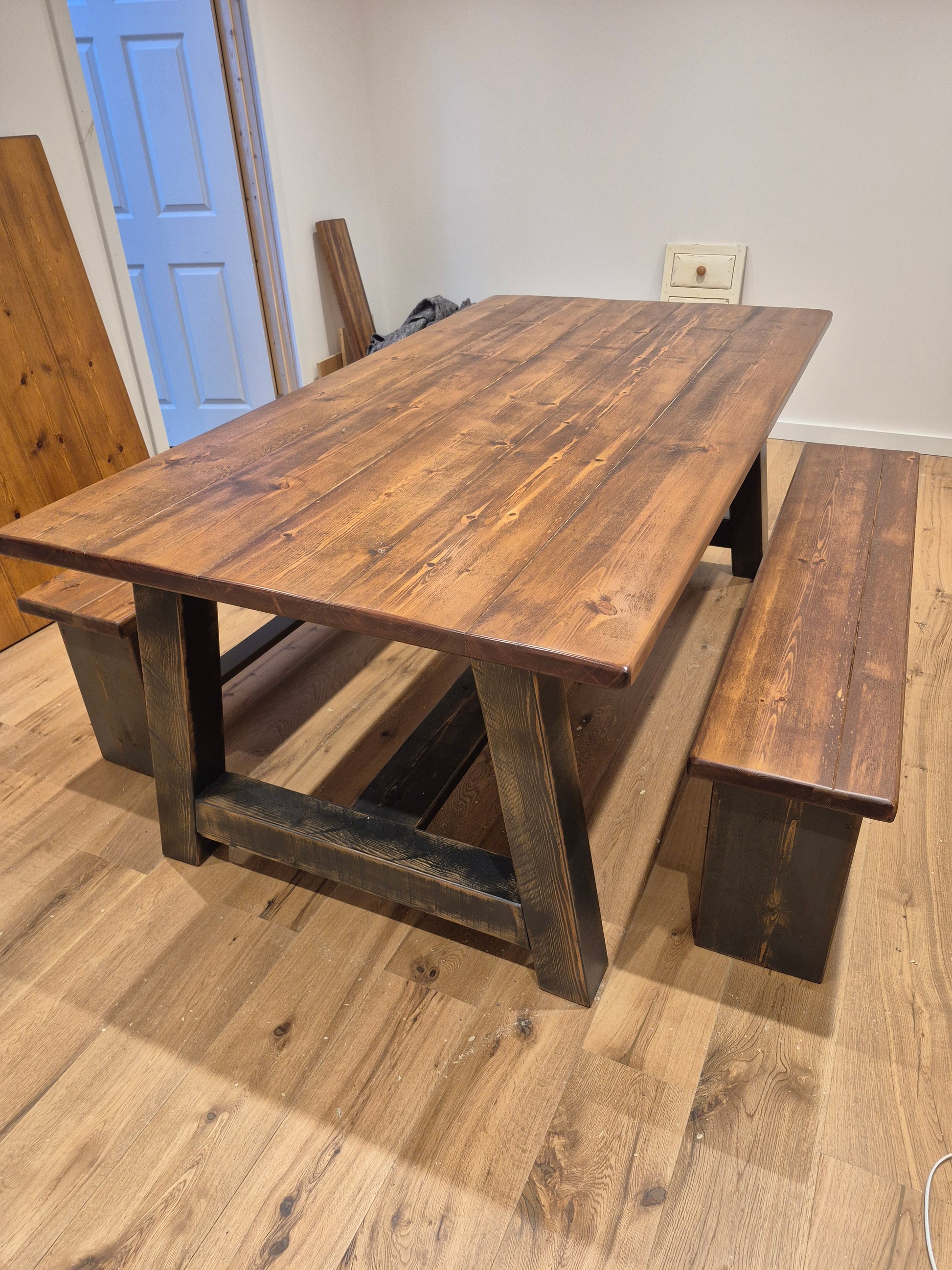 Chunky Solid Pine Farmhouse Style Kitchen Table