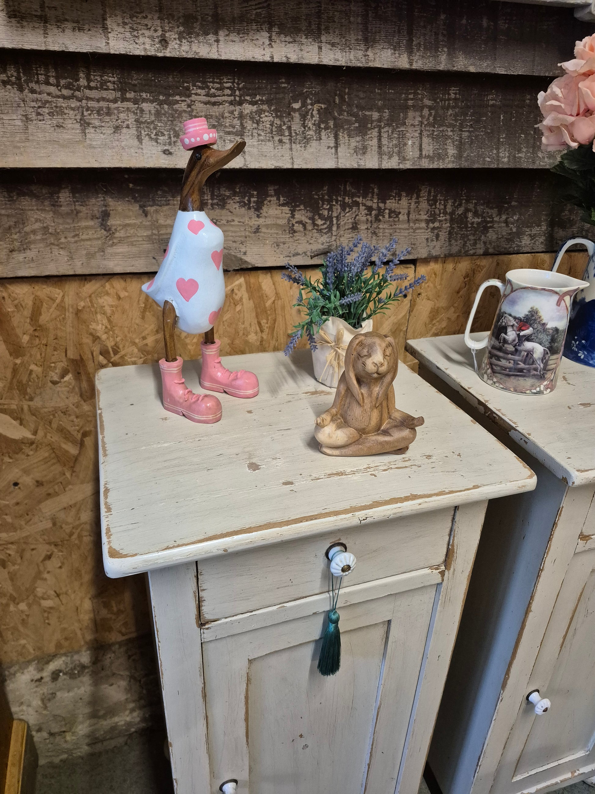 Antique Painted Pair of Bedside Side Tables