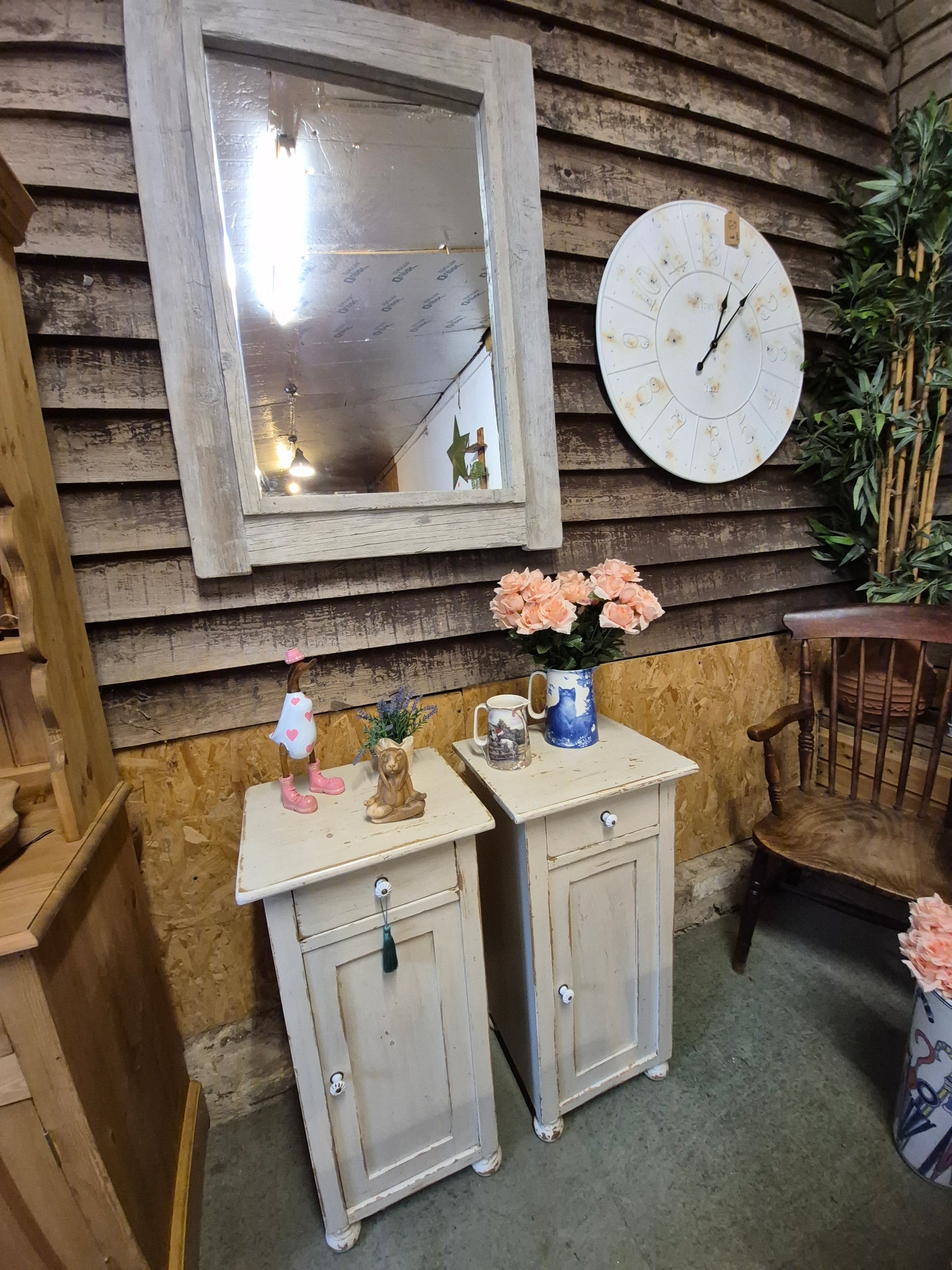 Antique Painted Pair of Bedside Side Tables