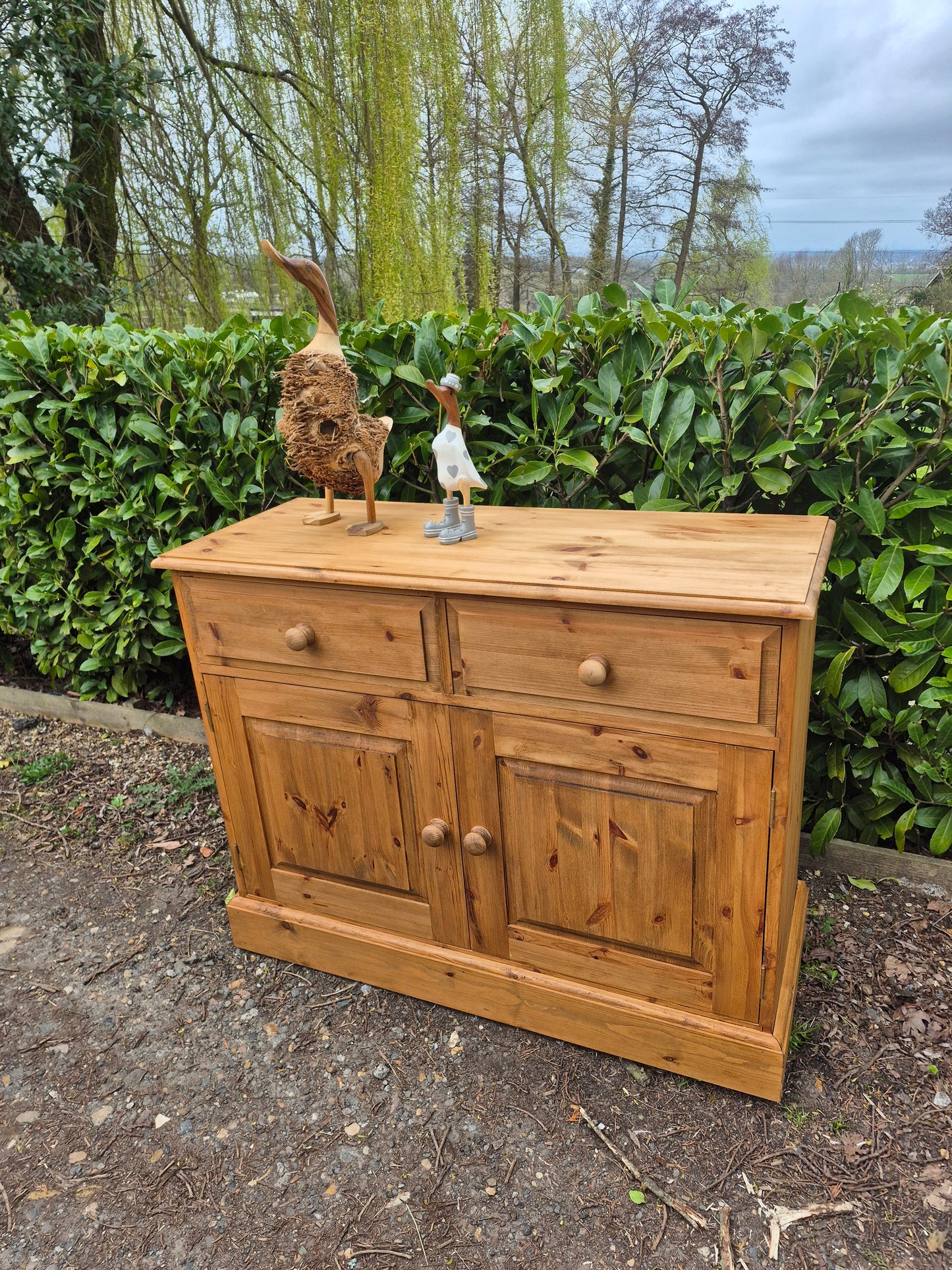 Pine Sideboard Dresser Base 2 Drawer 2 Door