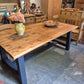 Solid Pine Rough Sawn Farmhouse Table, Stained and Oiled