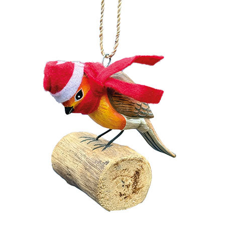 Wooden Hanging Christmas Decoration Santa Robin
