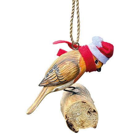 Wooden Hanging Christmas Decoration Santa Robin