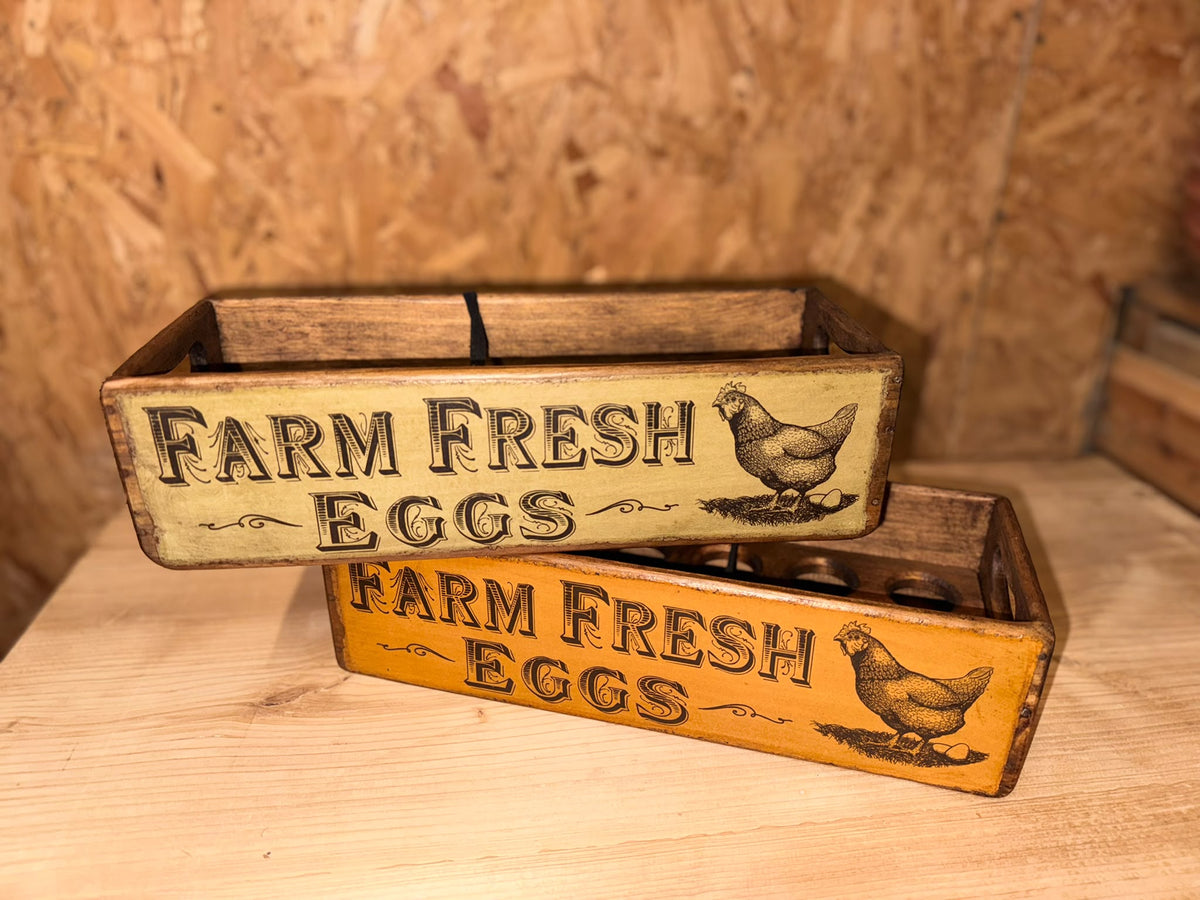 Wooden Egg Box Free Range Eggs Kitchen Storage Box, dozen eggs