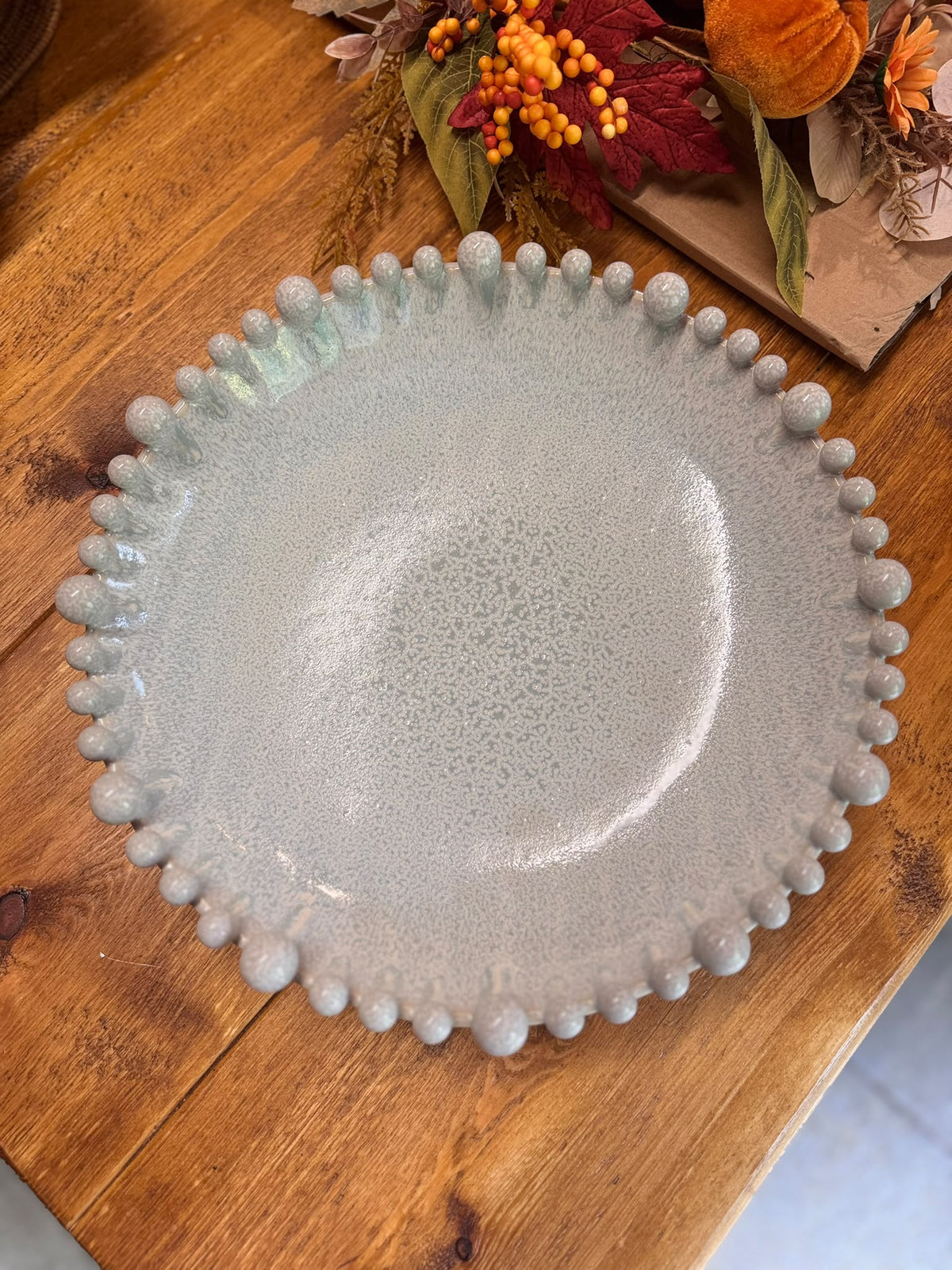Large Grey Bobble Edged Bowl, Fruit Bowl, Decorative Bowl