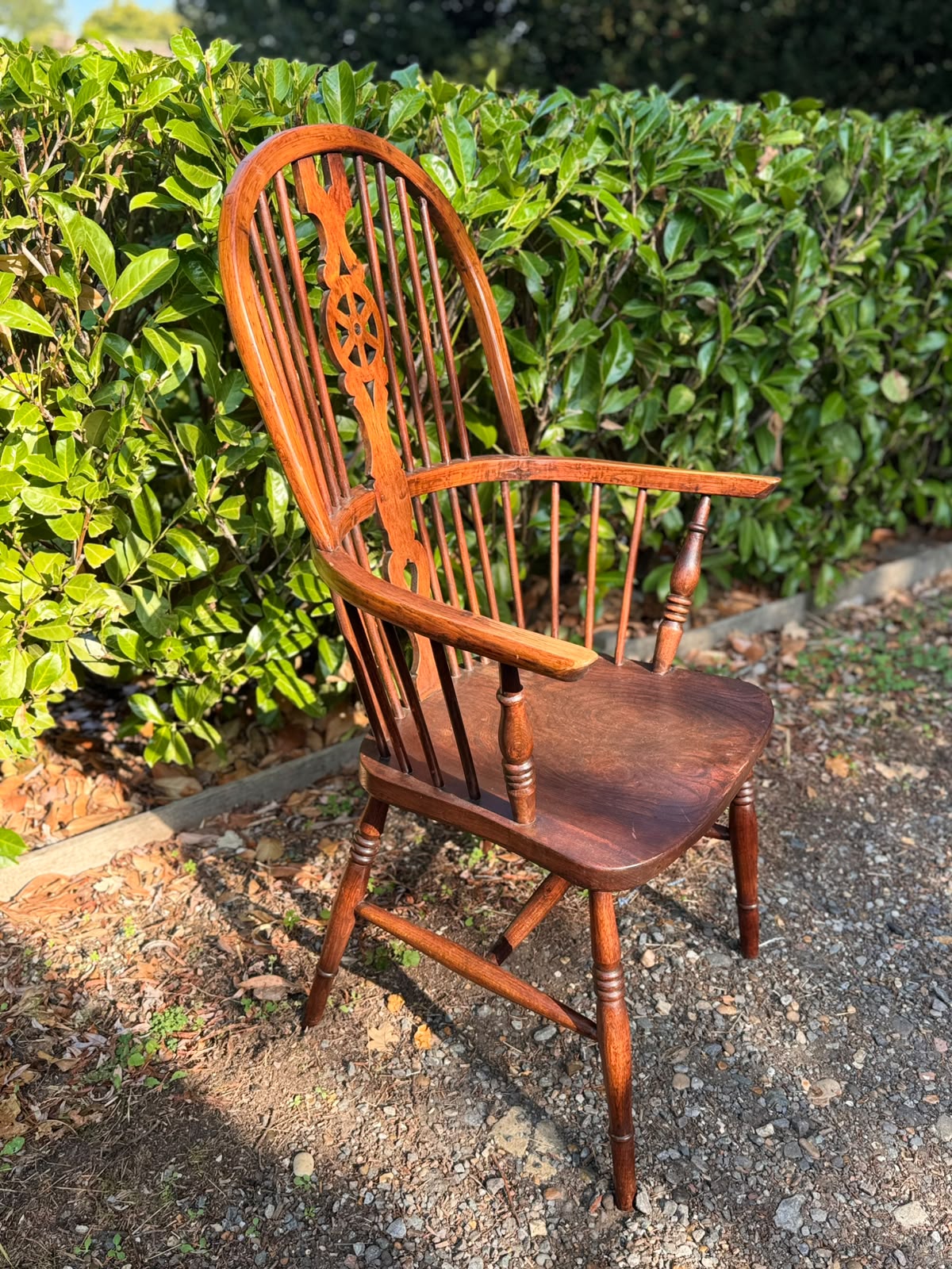 Antique 19th Century Windsor Hoop Back Oak Arm Chair