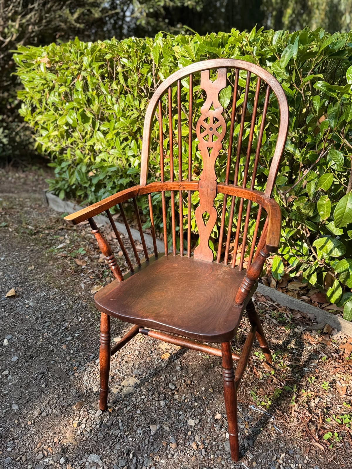 Antique 19th Century Windsor Hoop Back Oak Arm Chair
