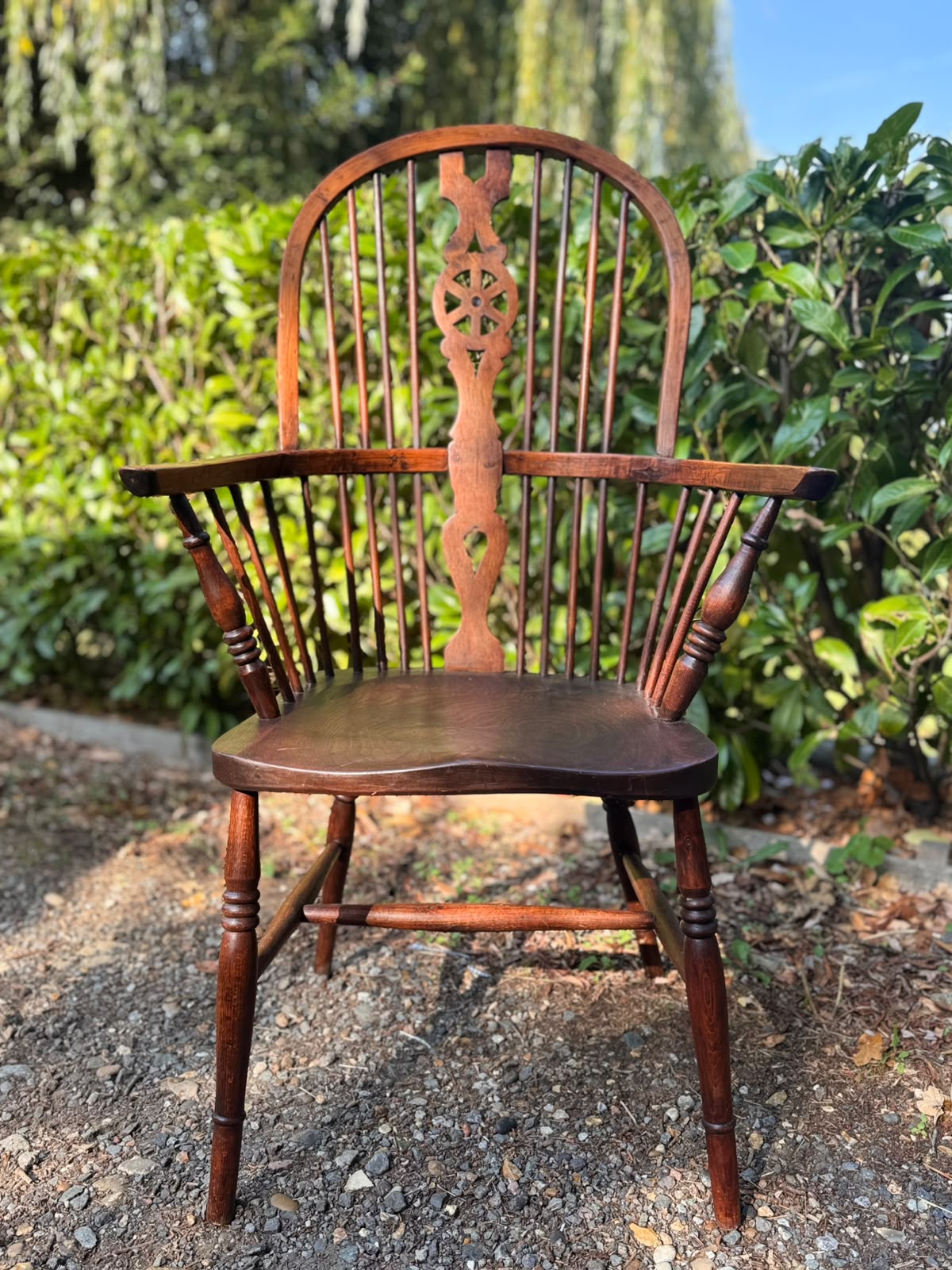 Antique 19th Century Windsor Hoop Back Oak Arm Chair