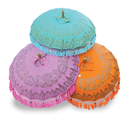 Garden Ceremonial Material Parasols Hand Made in Bali, Bases Also Available