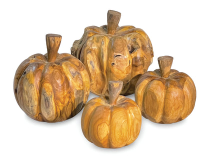 Wooden Pumpkins Hand Carved, Extra Large,Large, Medium, Small, Halloween Autumn Display