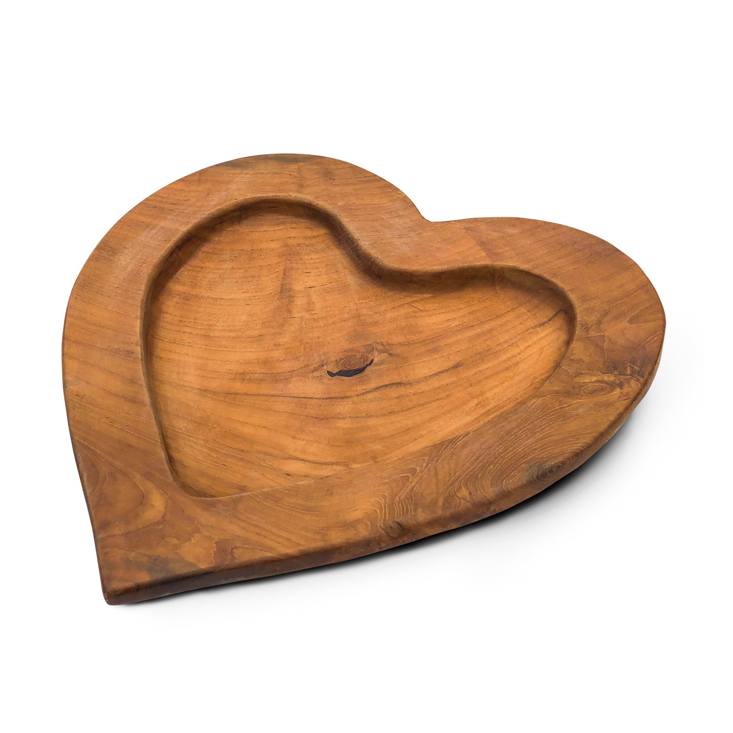 Heart Shaped Hand Carved Wooden Plate Bowl