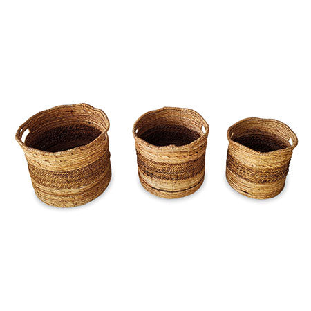 Hand woven baskets from banana leaf with 2 handles for easier carrying.